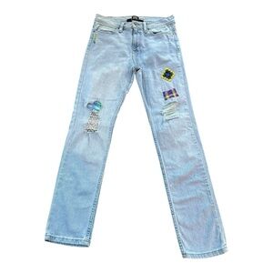 BDG Urban Outfitters Patch Jeans Light Wash High Rise Skinny Stretch Denim Jeans